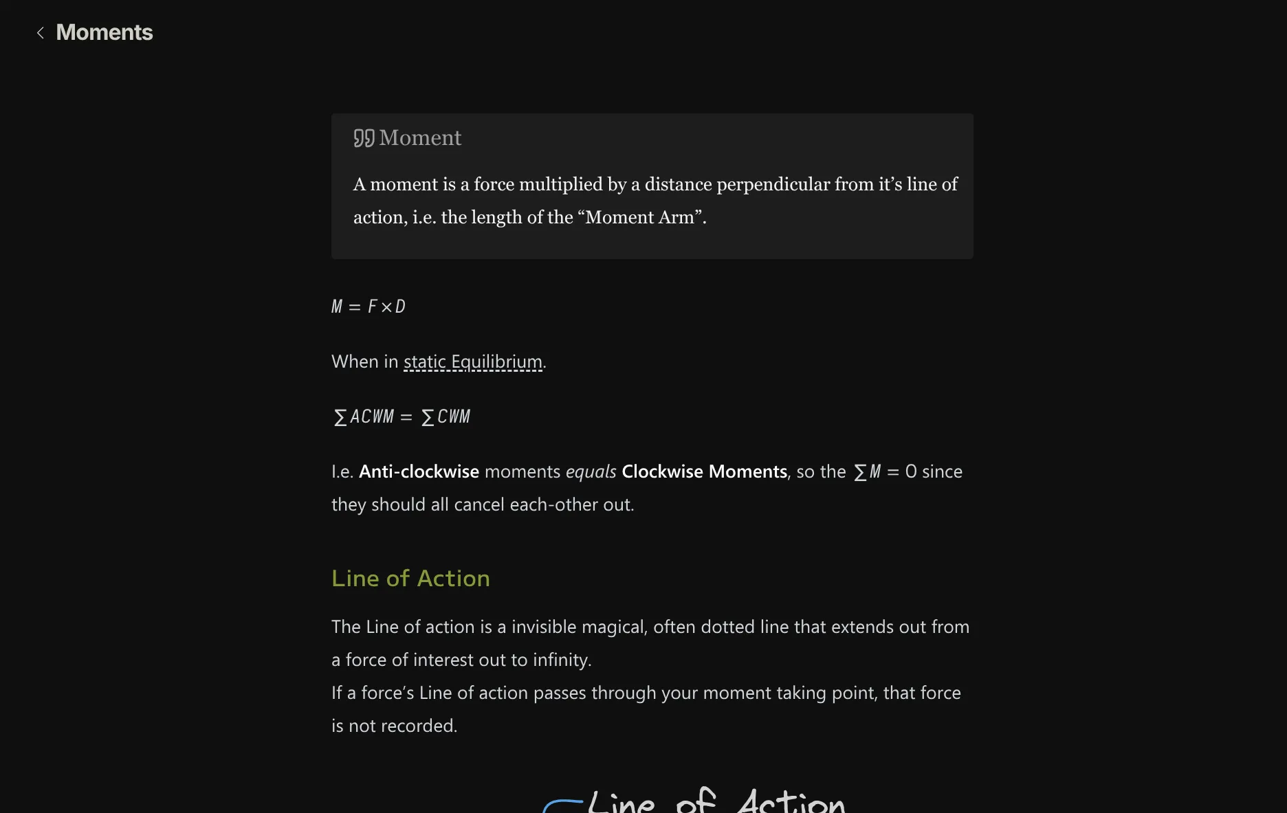 View of note uploaded to website