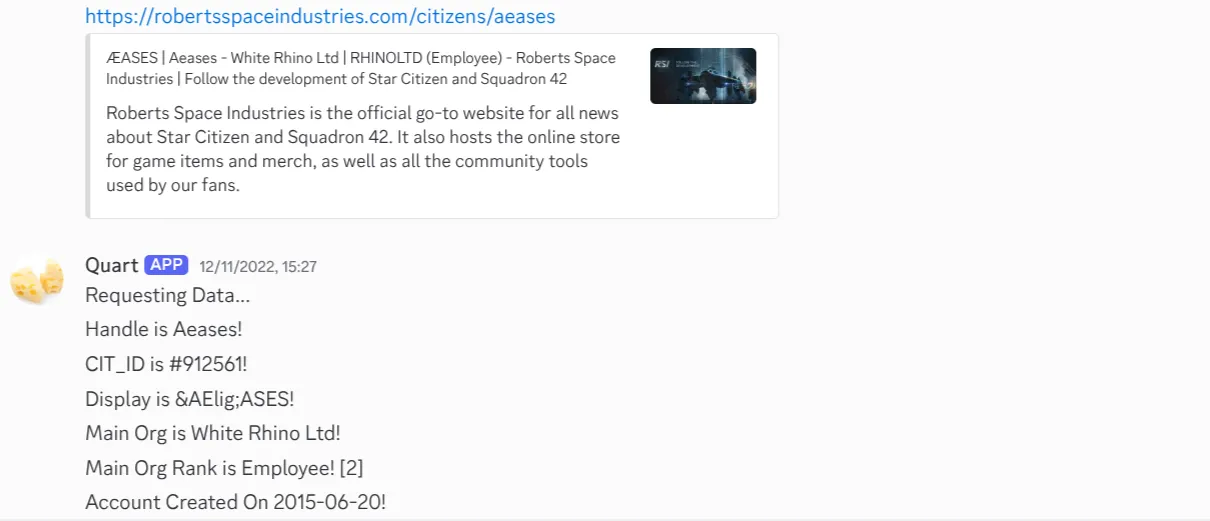 image of bot working on discord